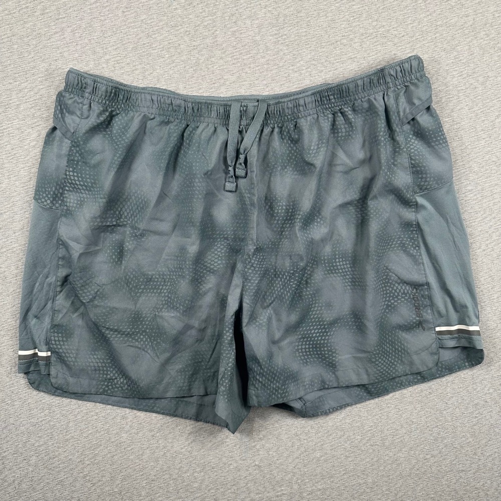 Brooks Running Shorts Mens XL Gray Tonal Dot Lined Reflective Gym Training